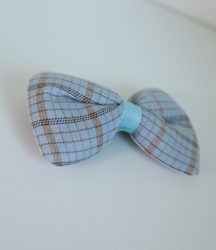 Blue Check Print bow