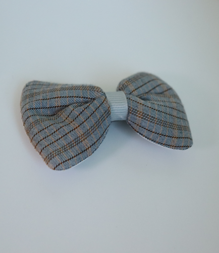 Grey Check Print bow