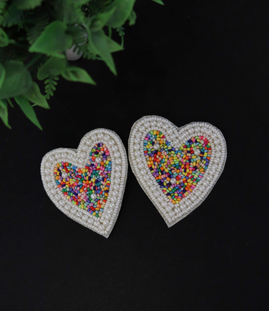 Confetti Love Studs || Beaded Earrings