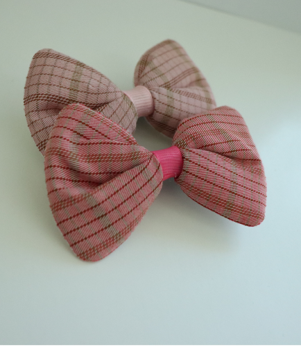 Light Pink Check Print Bow And Pink Check Print Bow