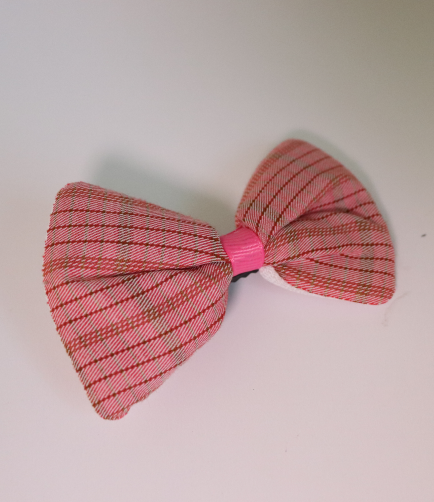 Pink Check Print bow